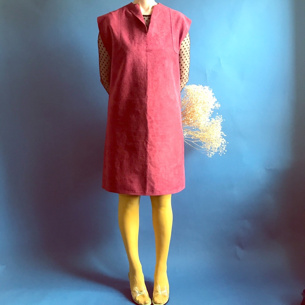 Vintage 80s-90s faux suede minimalist sheath dress